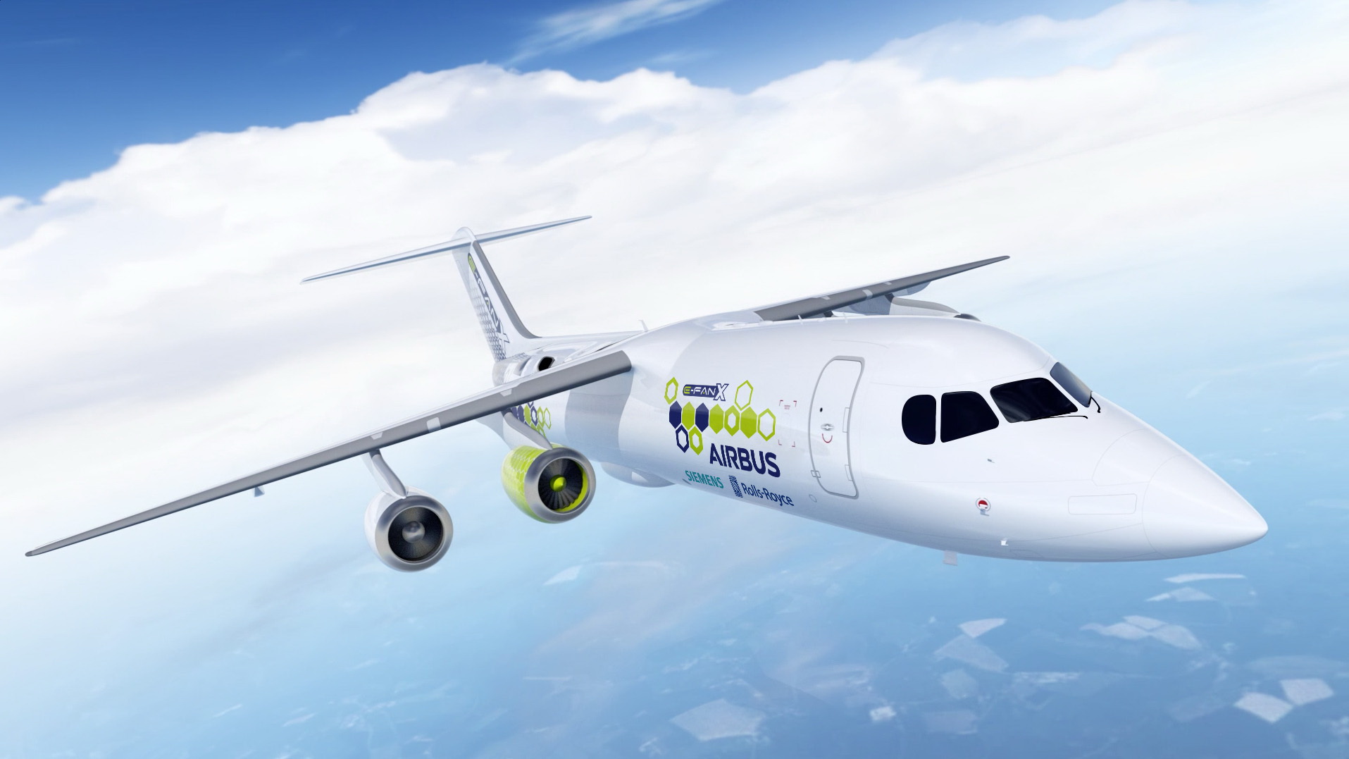 Airbus Rolls-Royce Siemens e-FANX hybrid airliner